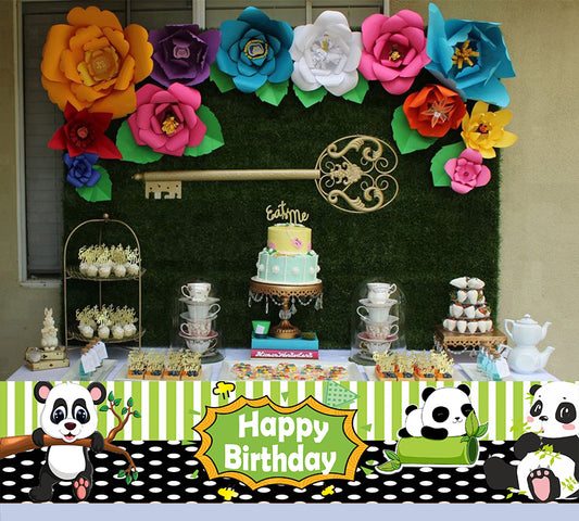 Panda Theme Birthday Long Banner for Decoration
