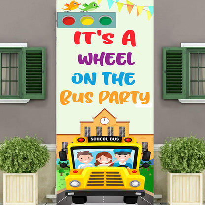 Wheels on the Bus Welcome Banner Roll up Standee (with stand)