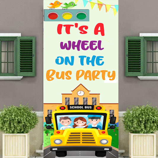 Wheels on the Bus Welcome Banner Roll up Standee (with stand)
