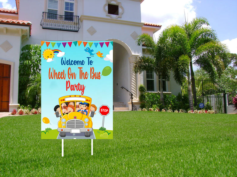 Wheels on the Bus Theme Birthday Party Welcome Board