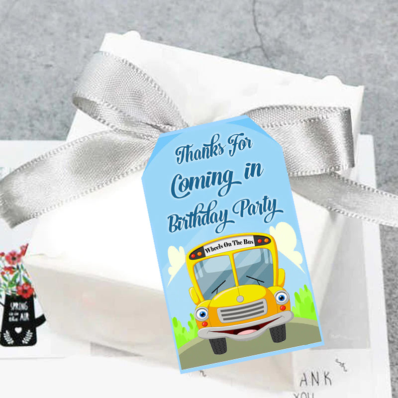 Wheels on the Bus Theme Birthday Party Thank You Gift Tags