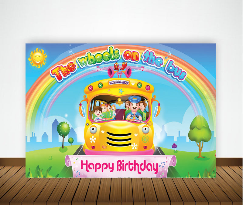 Wheels on the Bus Theme Birthday Party Backdrop