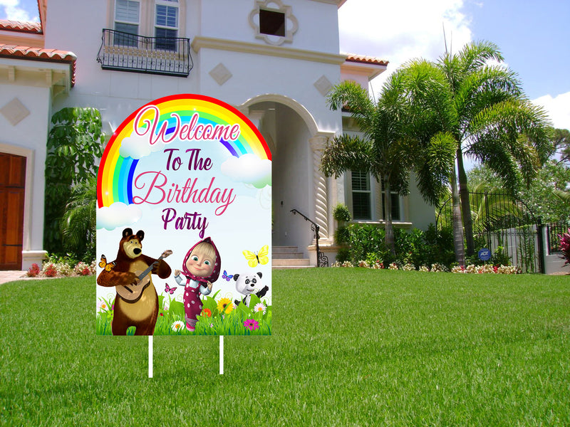 Masha and the Bear Birthday Party Welcome Board