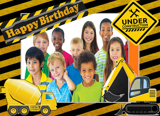 Construction Theme Birthday Party Selfie Photo Booth Frame