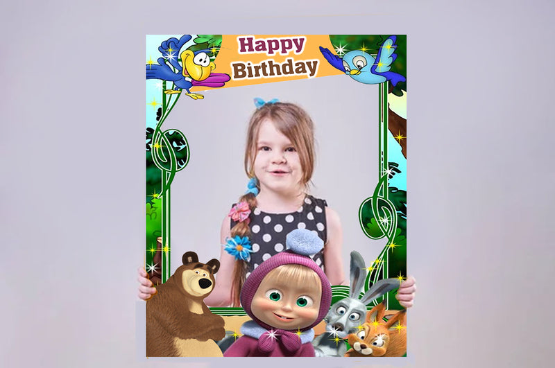 Masha and the Bear Theme Birthday Party Selfie Photo Booth Frame