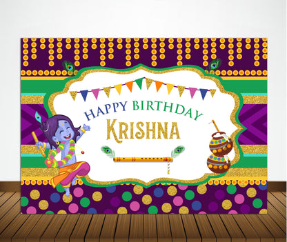 Little Krishna Theme Party  Backdrop For  Home Decoration Background