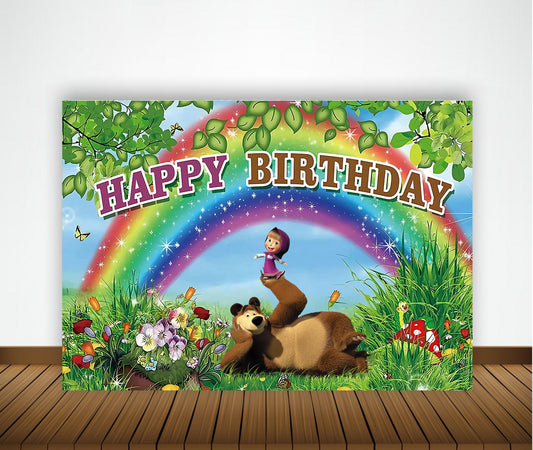Masha and The Bear Theme Birthday Party Backdrop