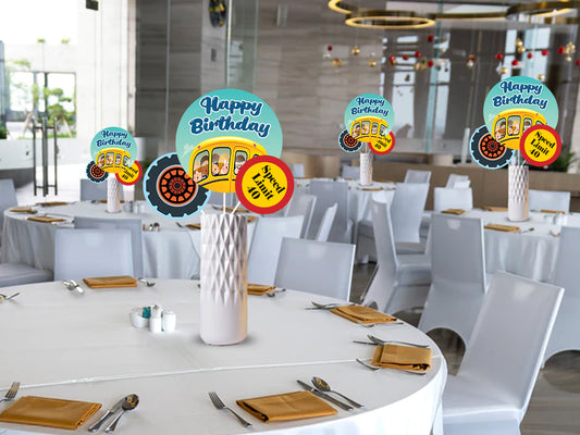 Wheels on the Bus Theme Birthday Party Table Toppers for Decoration