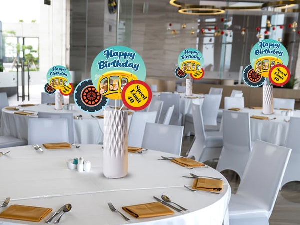 Wheels on the Bus Theme Birthday Party Table Toppers for Decoration