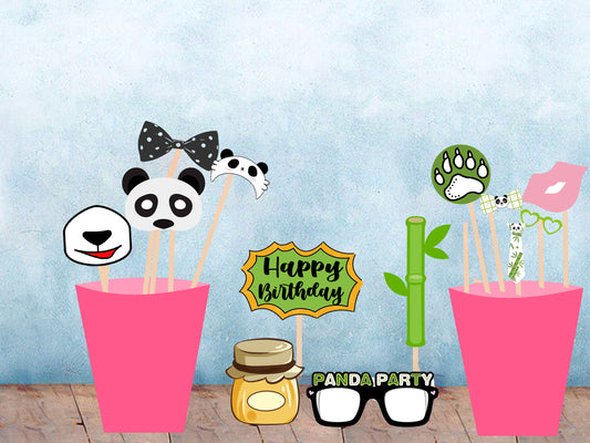 Panda Theme Birthday Party Photo Booth Props Kit