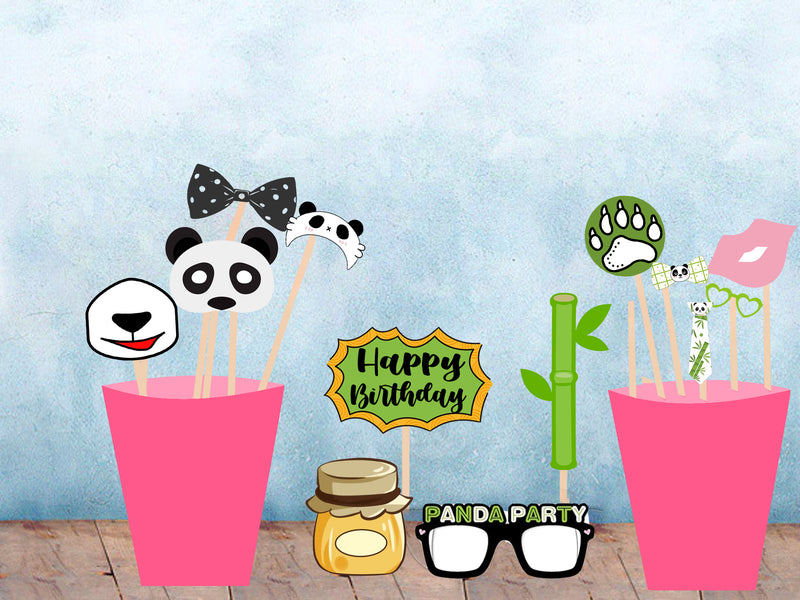 Panda Theme Birthday Party Photo Booth Props Kit