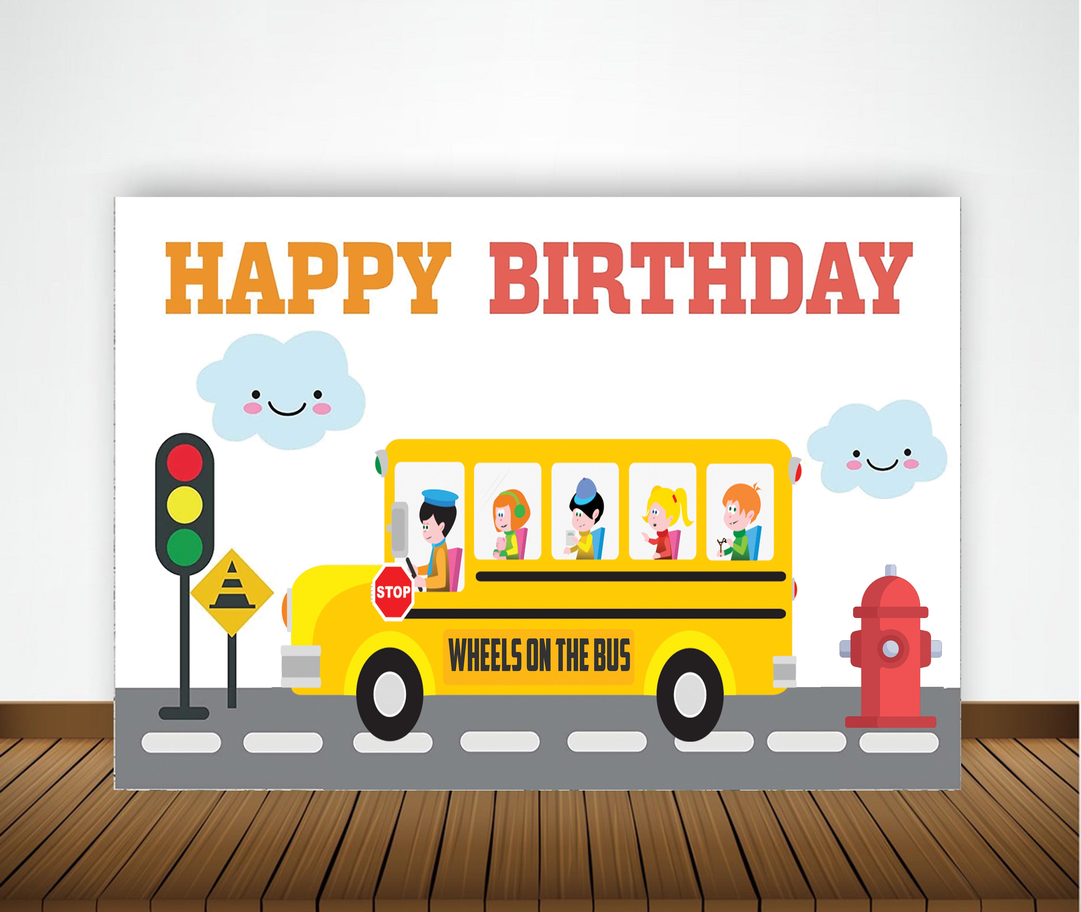 Buy Wheels on the Bus Party Decoration Backdrop | Party Supplies ...