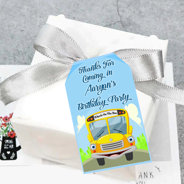 Wheels on the Bus Theme Birthday Party Thank You Gift Tags