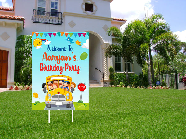 Wheels on the Bus Theme Birthday Party Welcome Board