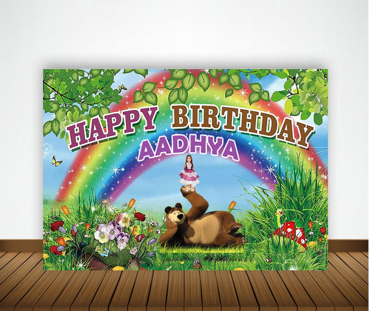 Masha and The Bear Theme Birthday Party Backdrop