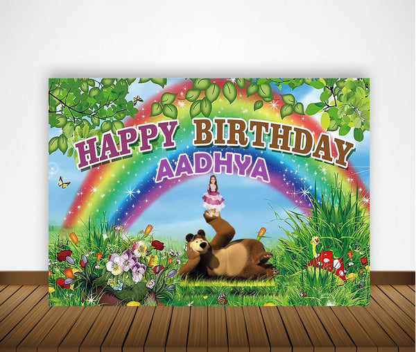 Masha and The Bear Theme Birthday Party Backdrop