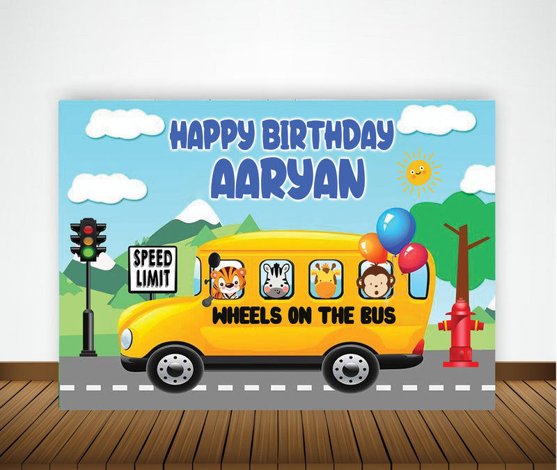 Wheels on the Bus Theme Birthday Party Backdrop