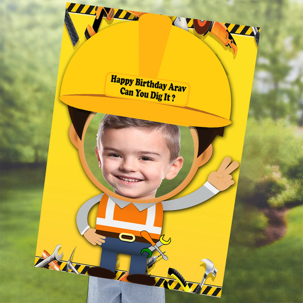 Construction Theme Birthday Party Selfie Photo Booth Frame
