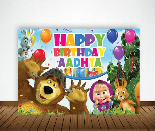 Masha and The Bear Theme Birthday Party Backdrop