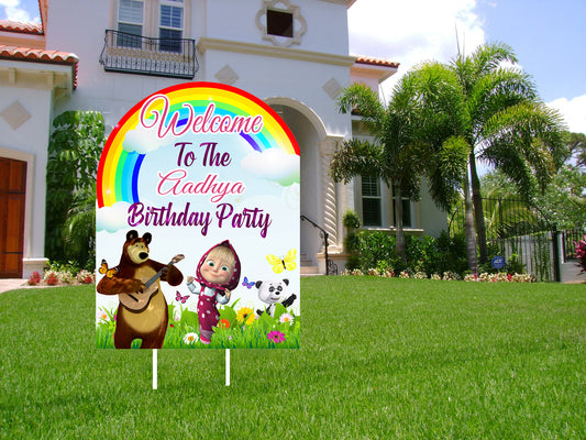 Masha and the Bear Birthday Party Welcome Board