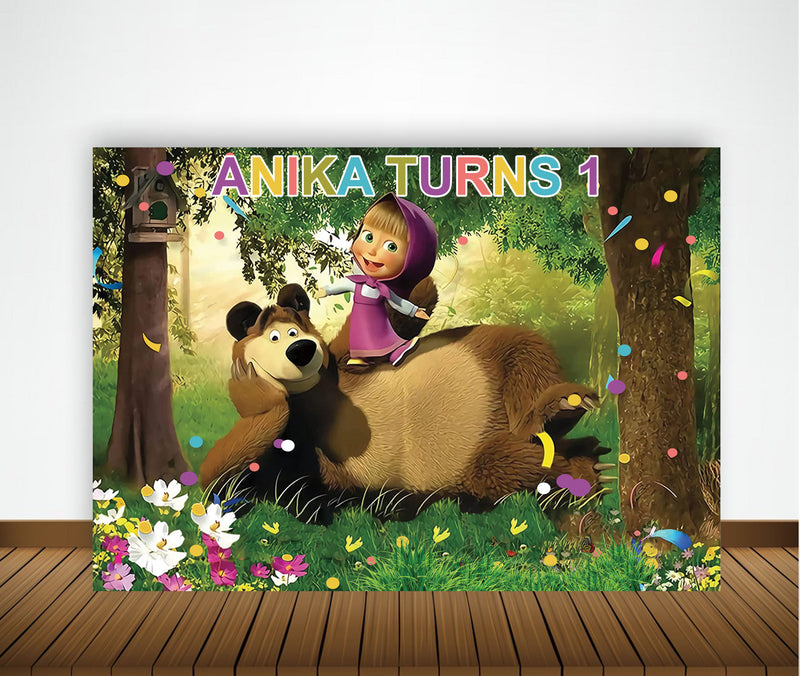 Masha and The Bear Theme Birthday Party Backdrop