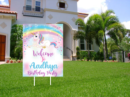 Unicorn Theme Birthday Party Welcome Board