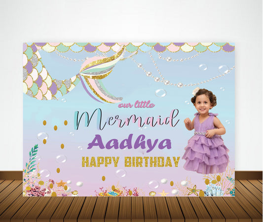 Mermaid Theme Birthday Party Backdrop