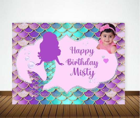 Mermaid Theme Birthday Party Backdrop