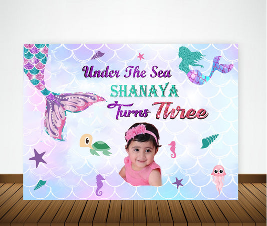 Mermaid Theme Birthday Party Backdrop