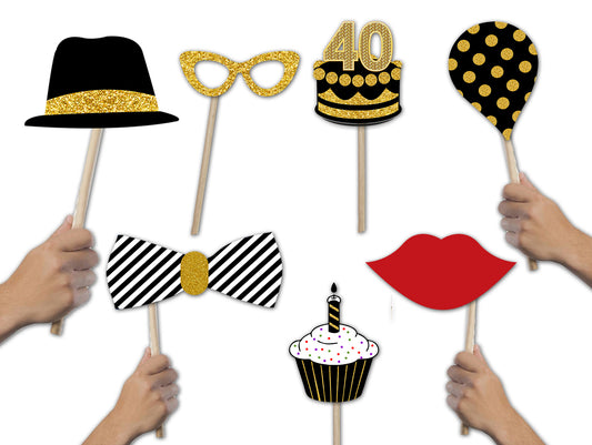 40th Birthday Party Photo Booth Props Kit