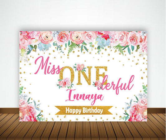One is Fun First Birthday Party Backdrop For Girls