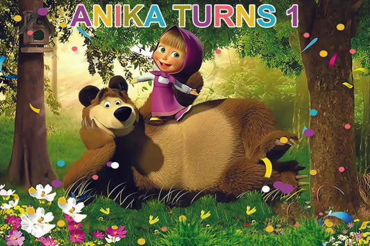 Masha and The Bear Theme Birthday Party Backdrop