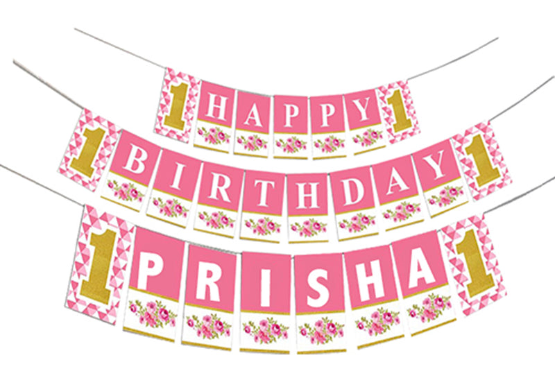 Personalized One is Fun Girls Banner For Birthday Decoration I Happy Birthday Banner