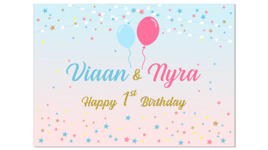 Personalize 1st Birthday Backdrop Banner
