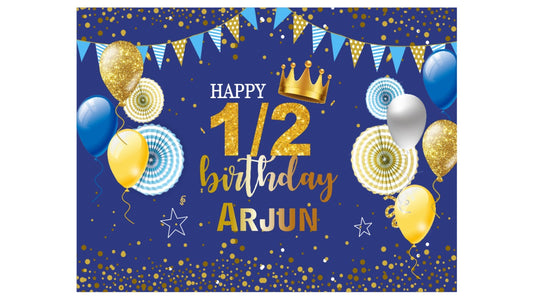 Personalize Half Birthday Backdrop Banner