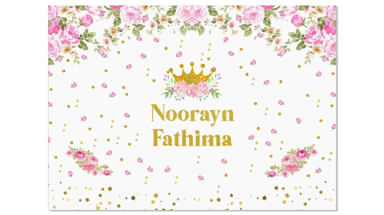 Personalize Princess Birthday Backdrop Banner