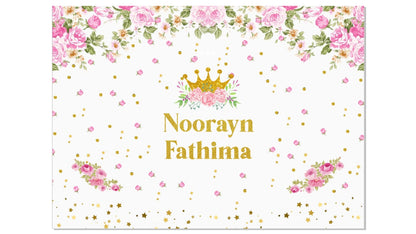 Personalize Princess Birthday Backdrop Banner