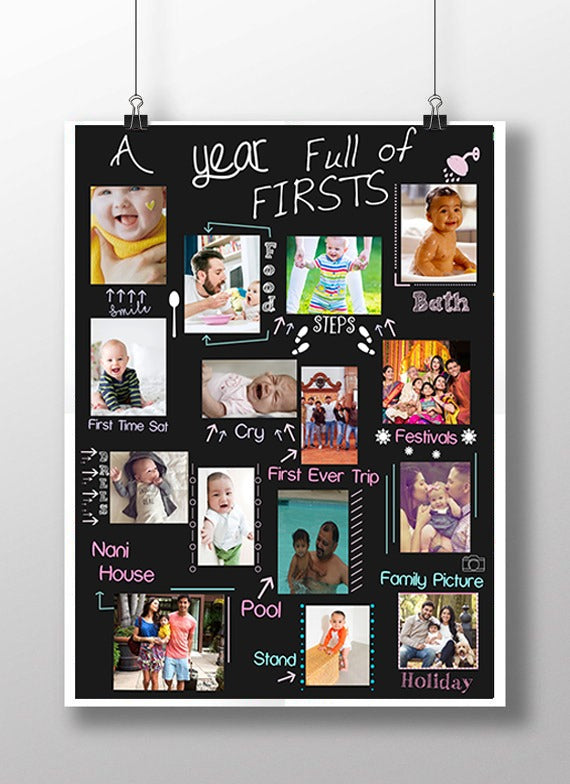 My Year Full Of Firsts Customized Chalkboard/Milestone Board for Kids Birthday Party