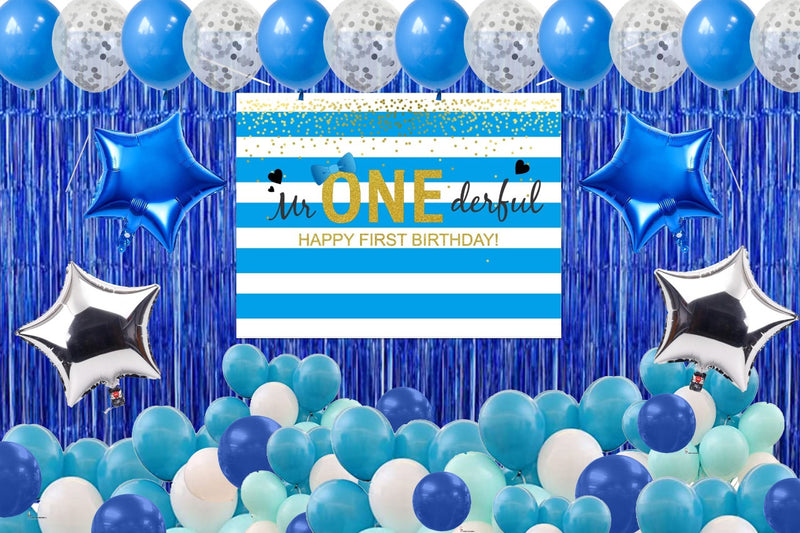 One is Fun  Theme Birthday Party Decoration Kit with Backdrop & Balloons
