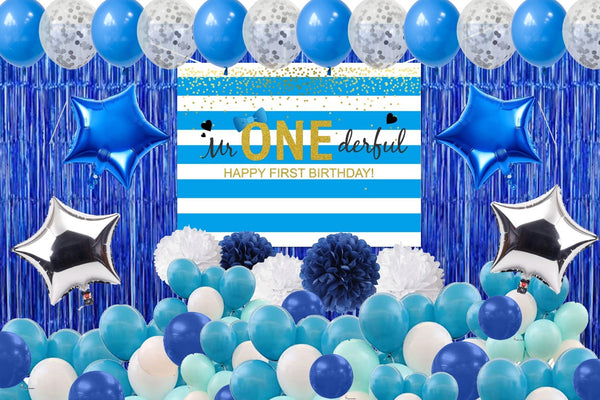 First Birthday Boys Party Decoration Complete Set with Backdrop