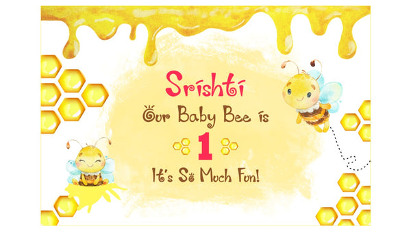 Personalize Bee Birthday Backdrop Banner