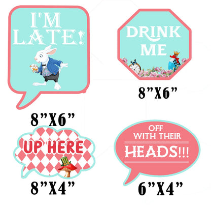 Alice Tea Party Theme Birthday Party Photo Booth Props Kit