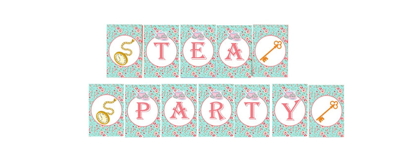 Alice Tea Party Theme Birthday Party Banner for Decoration