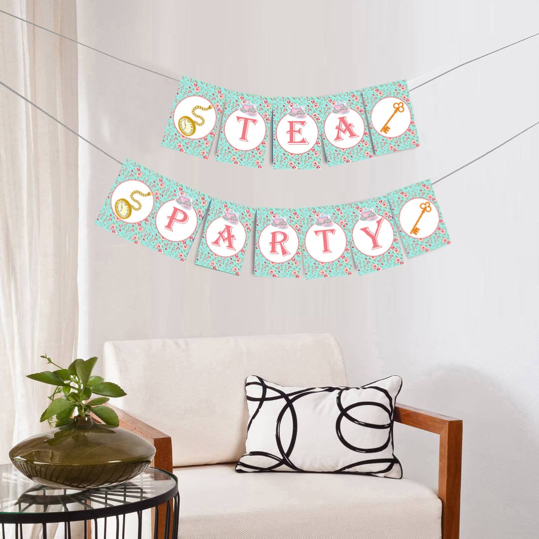 Alice Tea Party Theme Birthday Party Banner for Decoration