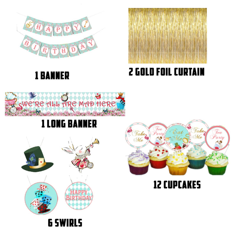 Alice Tea Party Theme Birthday Party Decoration Kit 
