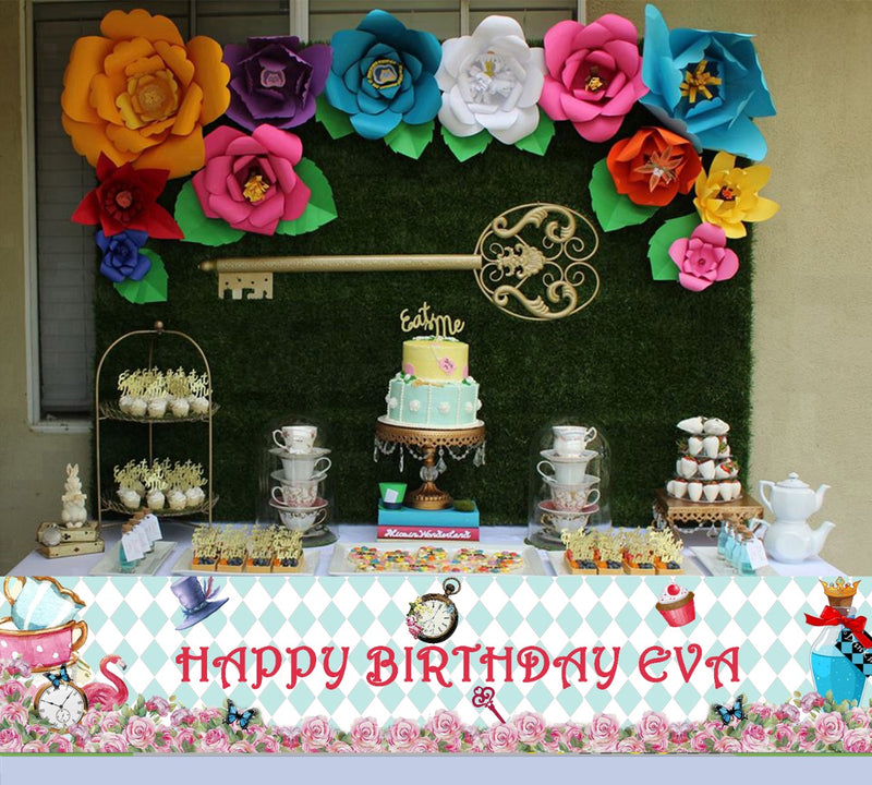 Alice Tea Party Theme Birthday Long Banner for Decoration