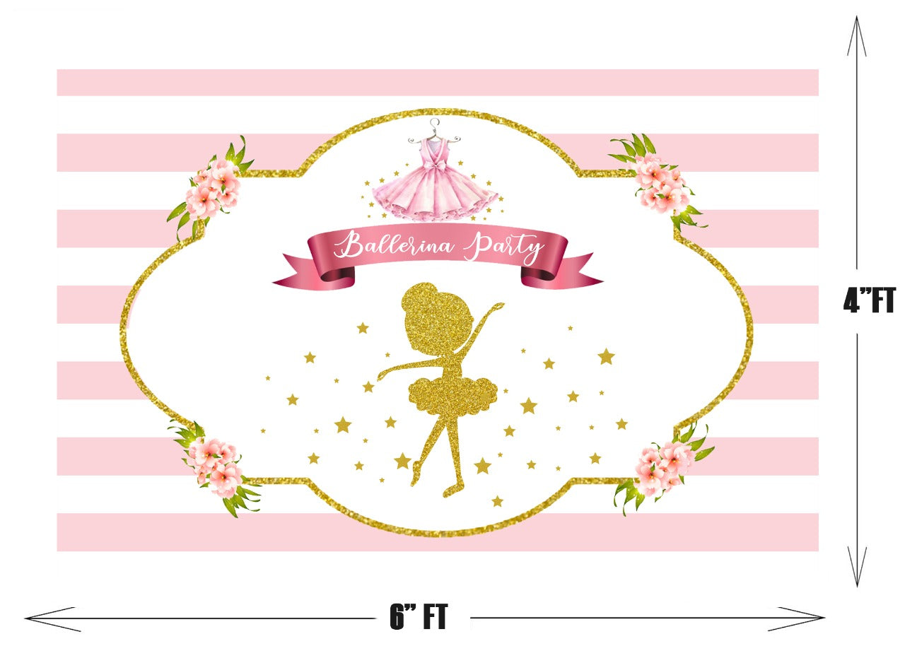 Ballerina Theme Birthday Party Decoration Kit with Backdrop & Balloons