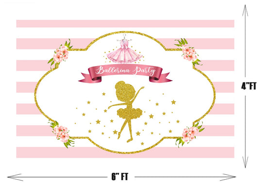 Ballerina Theme Birthday Party Decoration Kit with Backdrop & Balloons