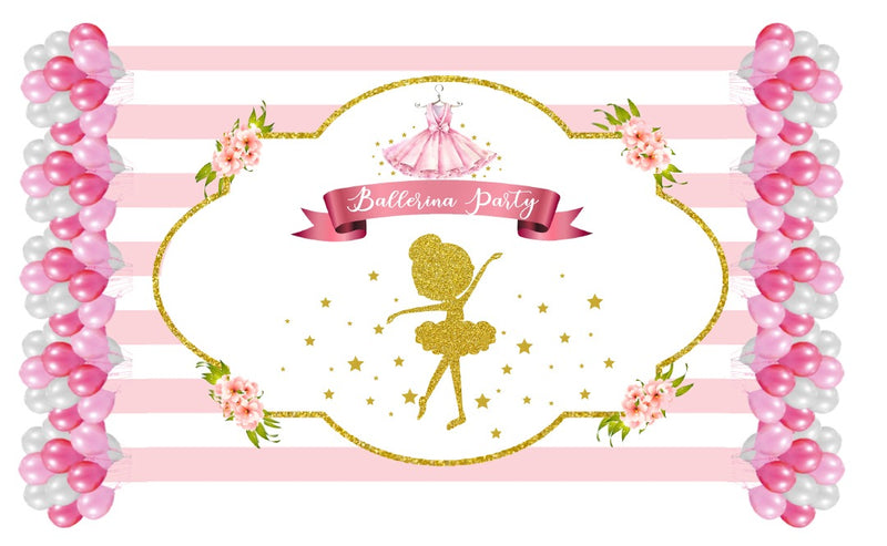 Ballerina Theme Birthday Party Decoration Kit with Backdrop & Balloons