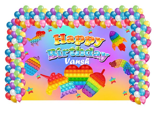 Pop It  Theme Birthday Party Decoration Kit with Backdrop & Balloons